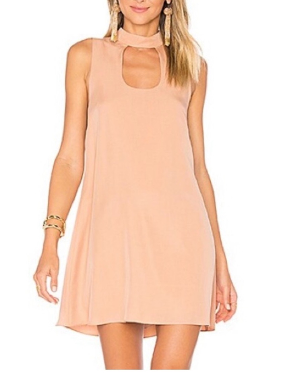 Lovers + Friends Peach Sleeveless Keyhole Mini Dress